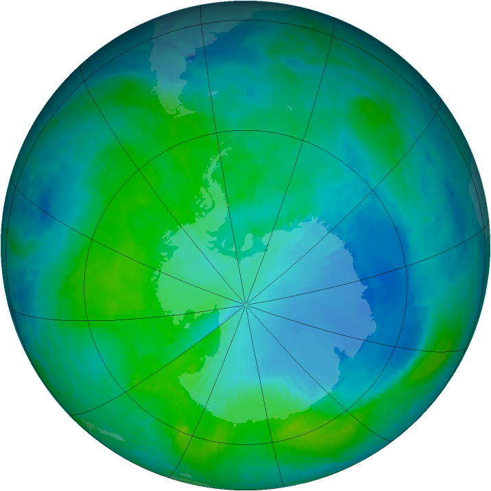 Antarctic ozone map for 28 December 1999